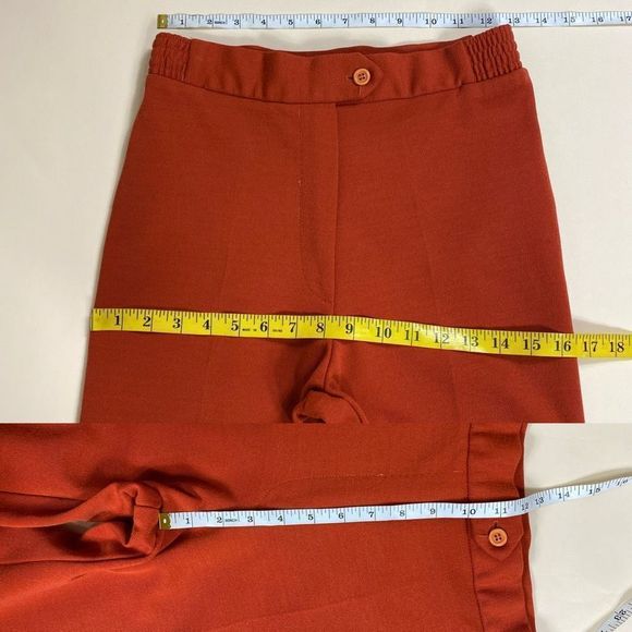 Vintage 70s high waisted orange flare wide leg pants - Picture 3 of 4